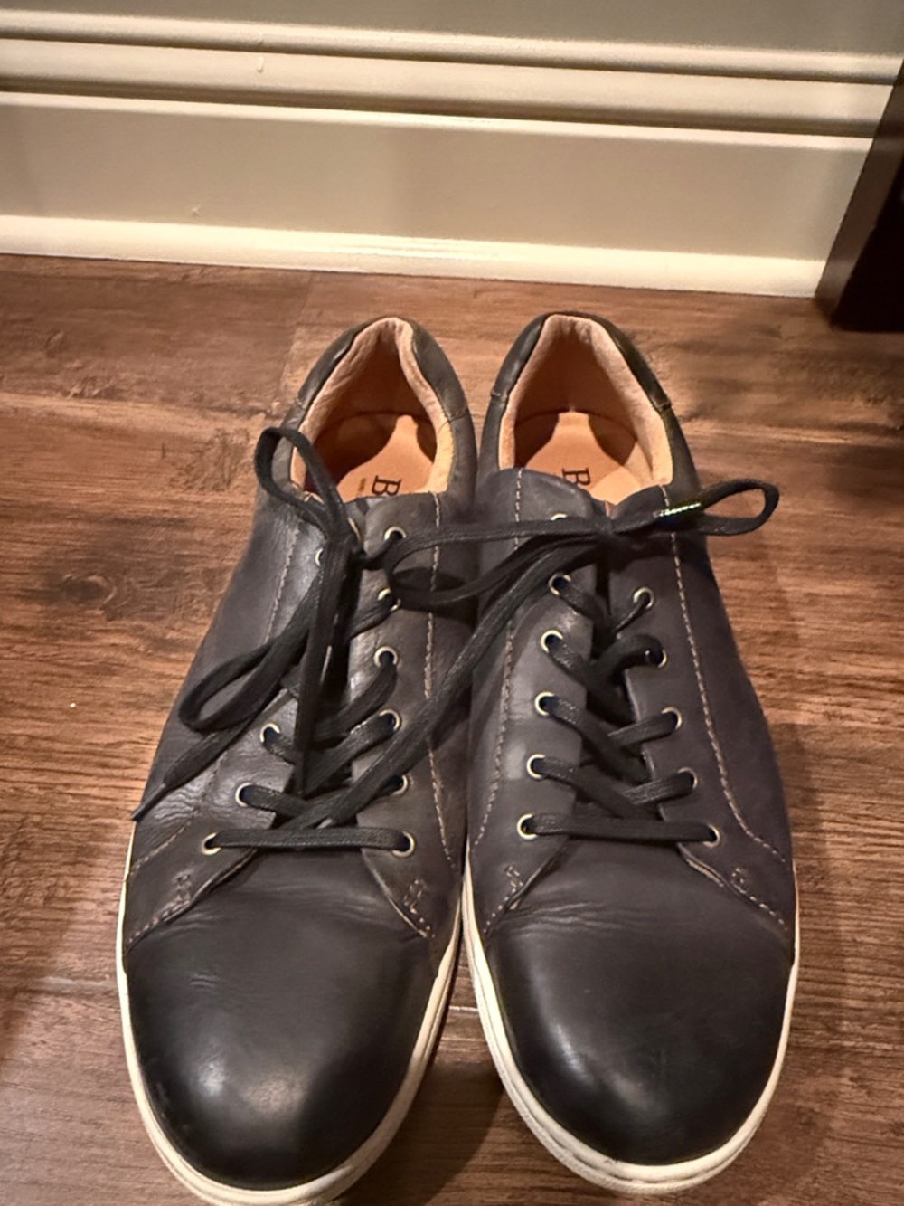 Born Men's Black Leather Sneakers with White Sole